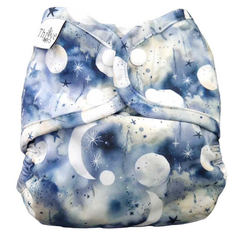 Canopy Thrive Reusable Nappy Cover, One Size 10-40 lbs, Double Gusset Design (Moonlight)