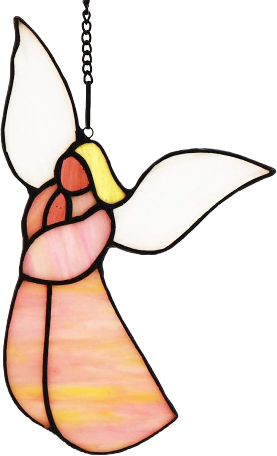 HAOSUM Angel Ornament Stained Glass Window Hangings Suncatcher Tiffany Style Handcrafted Remembrance,Angel Gifts for Women(Pink) 5.5"×5.5” : Home & Kitchen