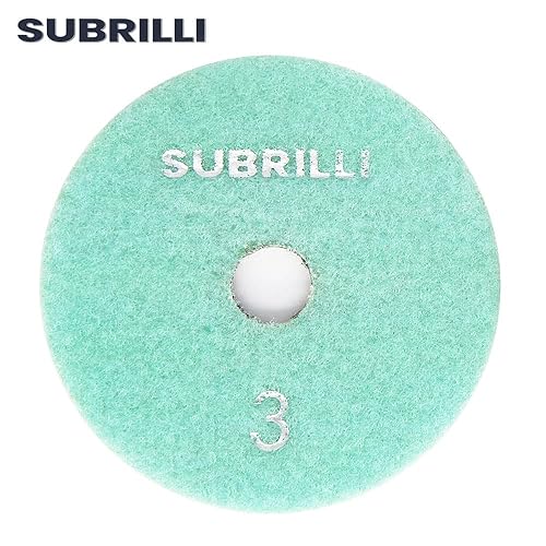 Miniatura 5 de SUBRILLI Almohadillas de pulido de diamante de 3 pasos secohúmedo de 4 pulgadas, 9 piezas, paso 3 para hormigón de cuarzo de mármol de granito