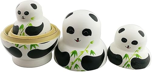 Miniatura 6 de Juego de 10 lindos osos panda gigantes con bambú verde para anidar muñecas Matryoshka Animal ruso hecho a mano para niños niñas sorpresa Navidad