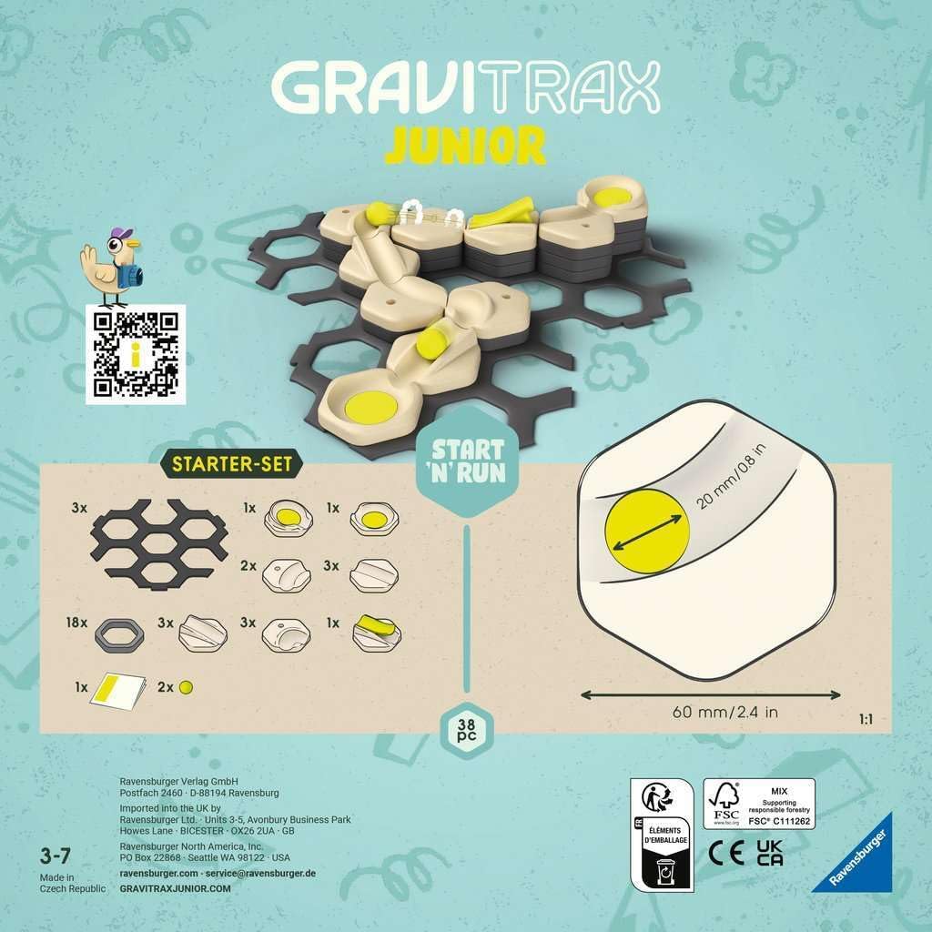 Ravensburger - Gravitrax Junior - My Start and Run 38-piece Expansion Set - Ball Track - Creative Building Game - Building Ball Course - from 3 Years Old - French Version - 27531