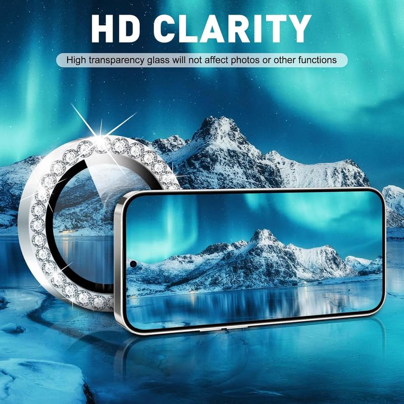 Image of For Samsung Galaxy A16 5G Camera Lens Protector, Individual Metal Ring Tempered Glass Lens Cover, [Strong Adsorption] Scratch Resistant Ultra-Thin HD Clear Lens Cover, 1 Set-Gold Diamond