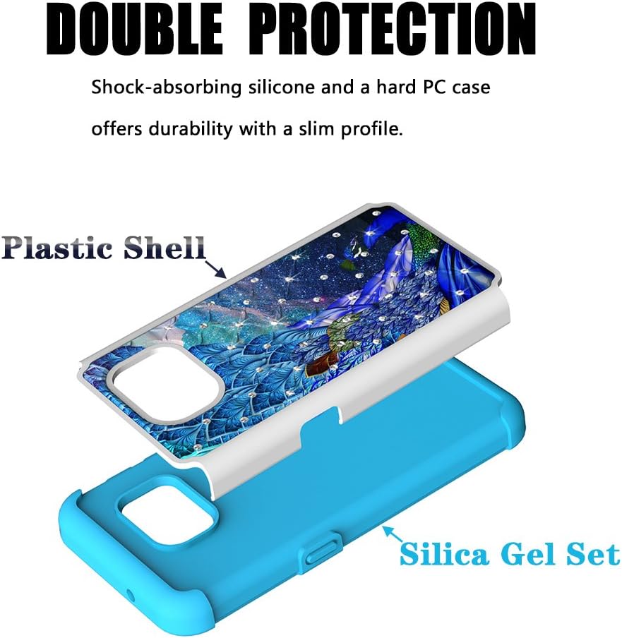 S7 Case, Galaxy S7 Case, UrSpeedtekLive [Shock Absorption] Dual Layer Hybrid Defender Protection Rhinestone Crystal Bling Cover Case for Samsung Galaxy S7 - Peacock (Not for S7 Edge,S7 Active)