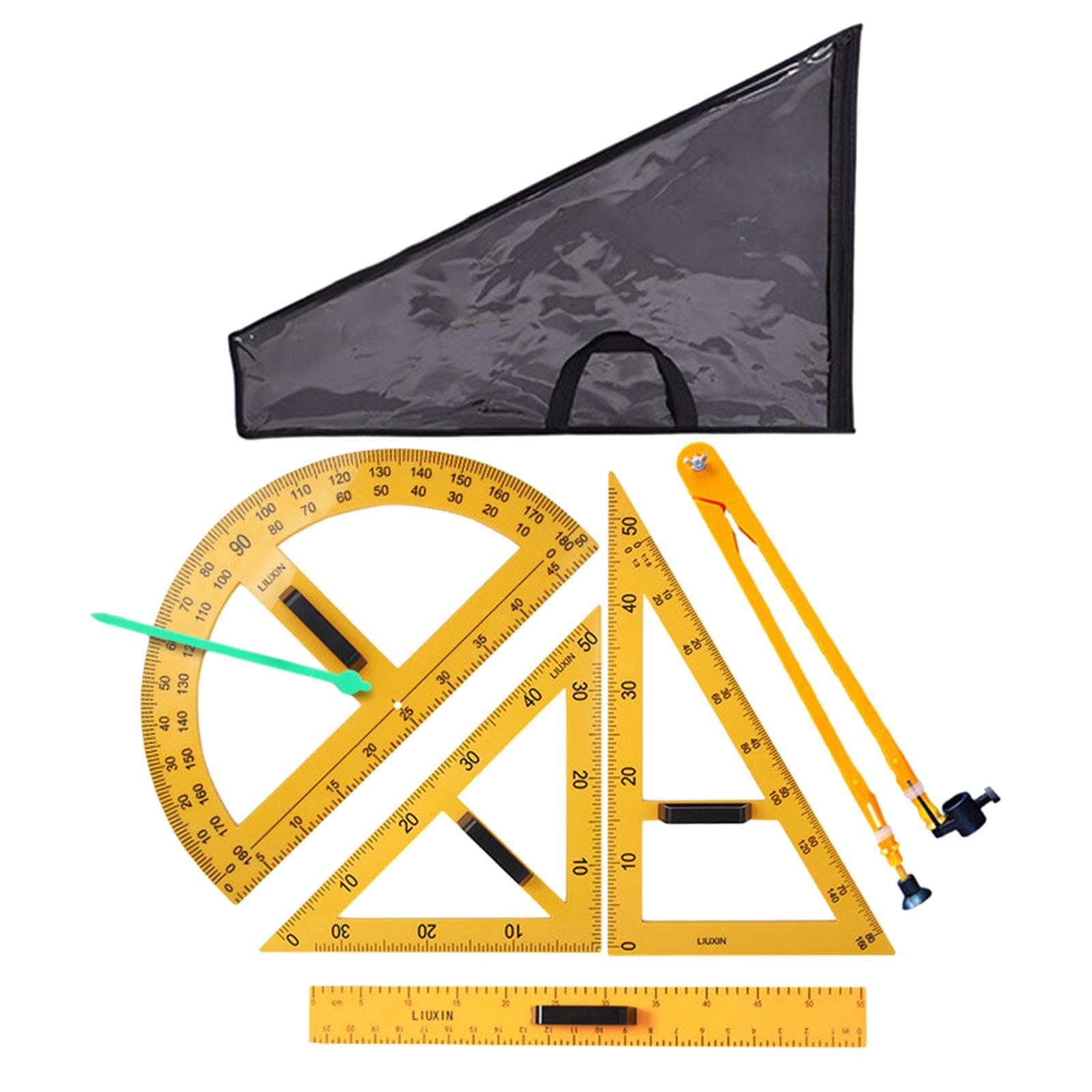 5 Stück Math Geometry Equipment Set mit Strapazierfähigem Geometriedreieck Winkelmesser Zeichenlineal Und Leichtem für Lehrer Klassenzimmer Sch, 5 Stück
