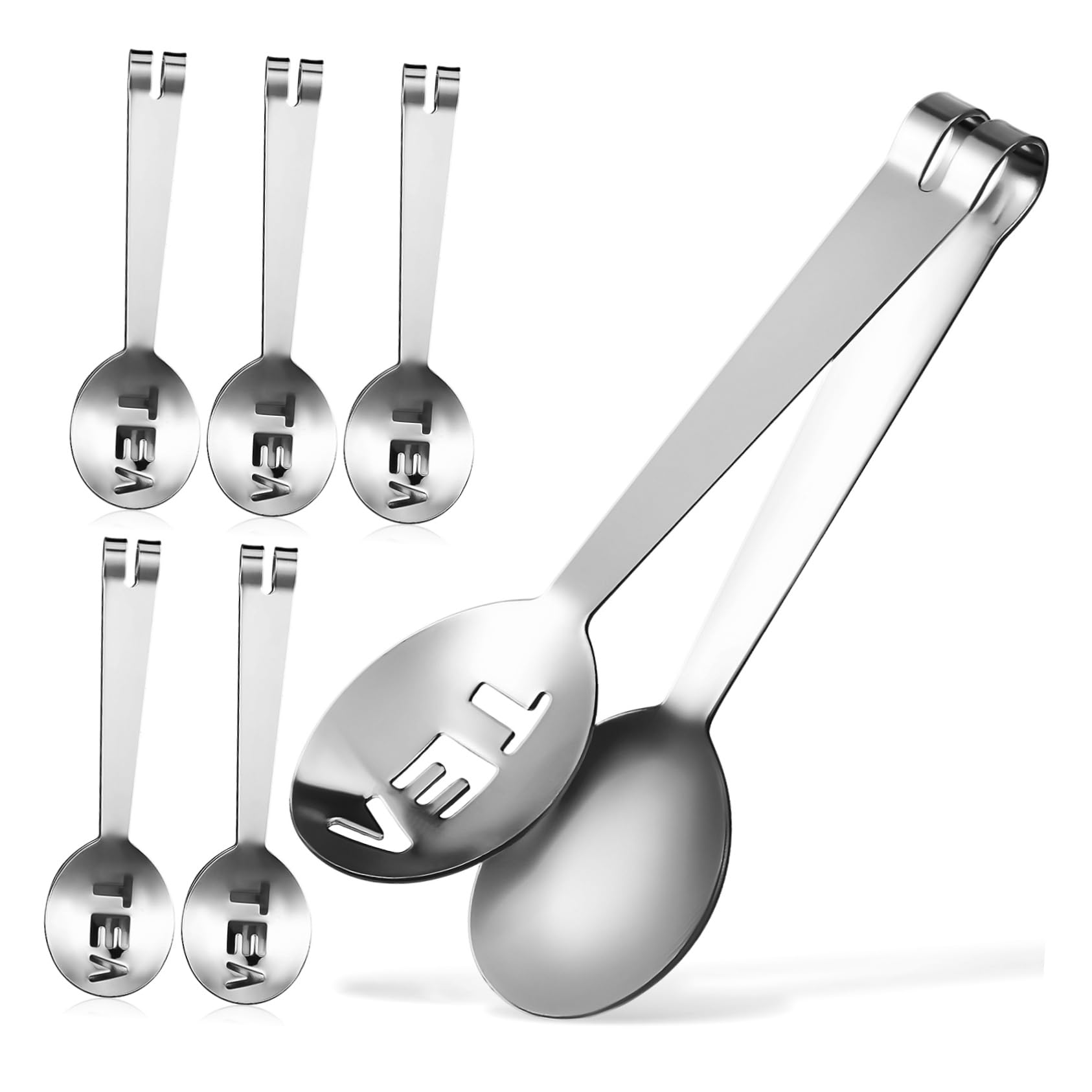 HAKIDZEL 6pcs Stainless Steel Tea Bag Squeezer Tongs Multi-purpose Tea Accessories Ergonomic Grip for for