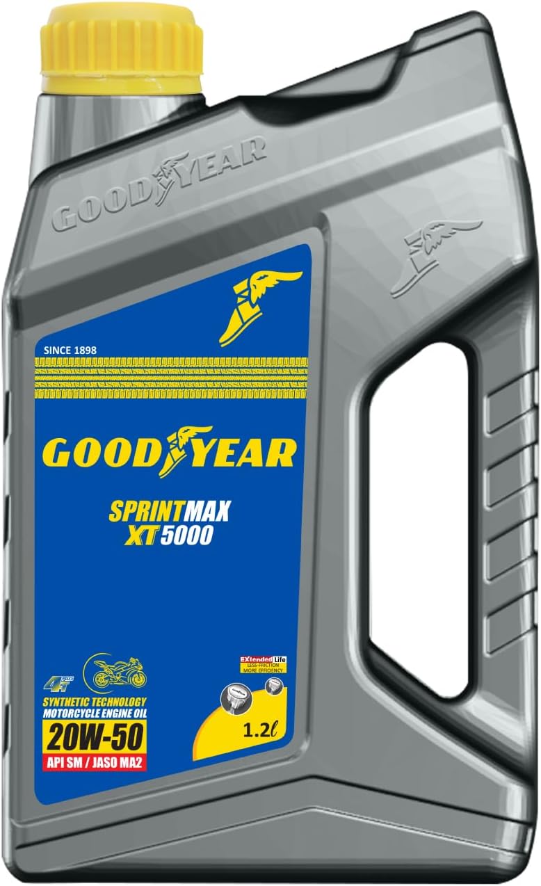 GOODYEAR 1.2 Ltrs 20W50 Sprintmax XT5000 4T Semi-Synthetic Engine Oil | High Performance Engine Oil For Bikes &Motorcylce with Enhanced Engine Protection