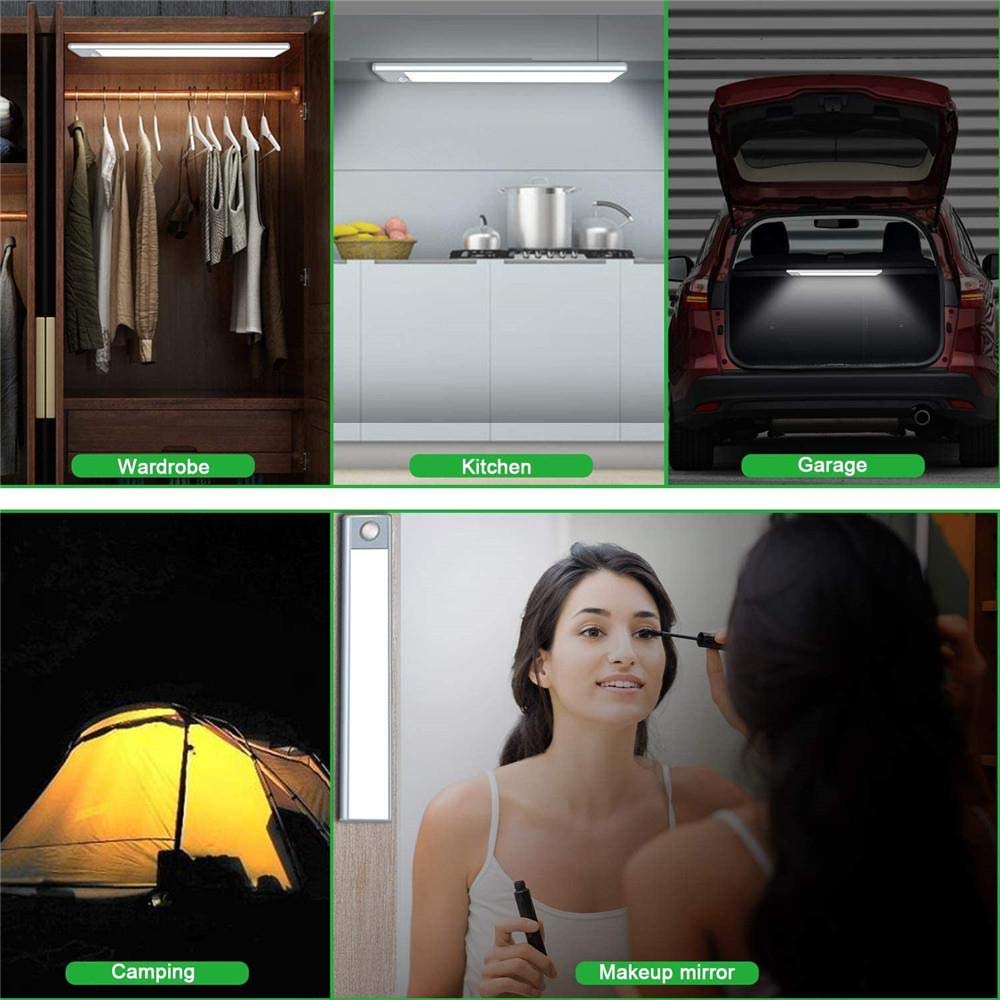 Luce notturna a LED con sensore di movimento per armadio da cucina, armadio, corridoio, luce notturna a LED PIR (60 cm, 103 LED), bianco