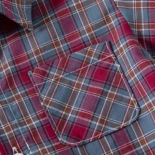 Toddler Girls Boys Classic Plaid T Shirts Kids Short Sleeve Button Down Tops Casual Vintage Cotton Baby Tops Tee with Pocket4