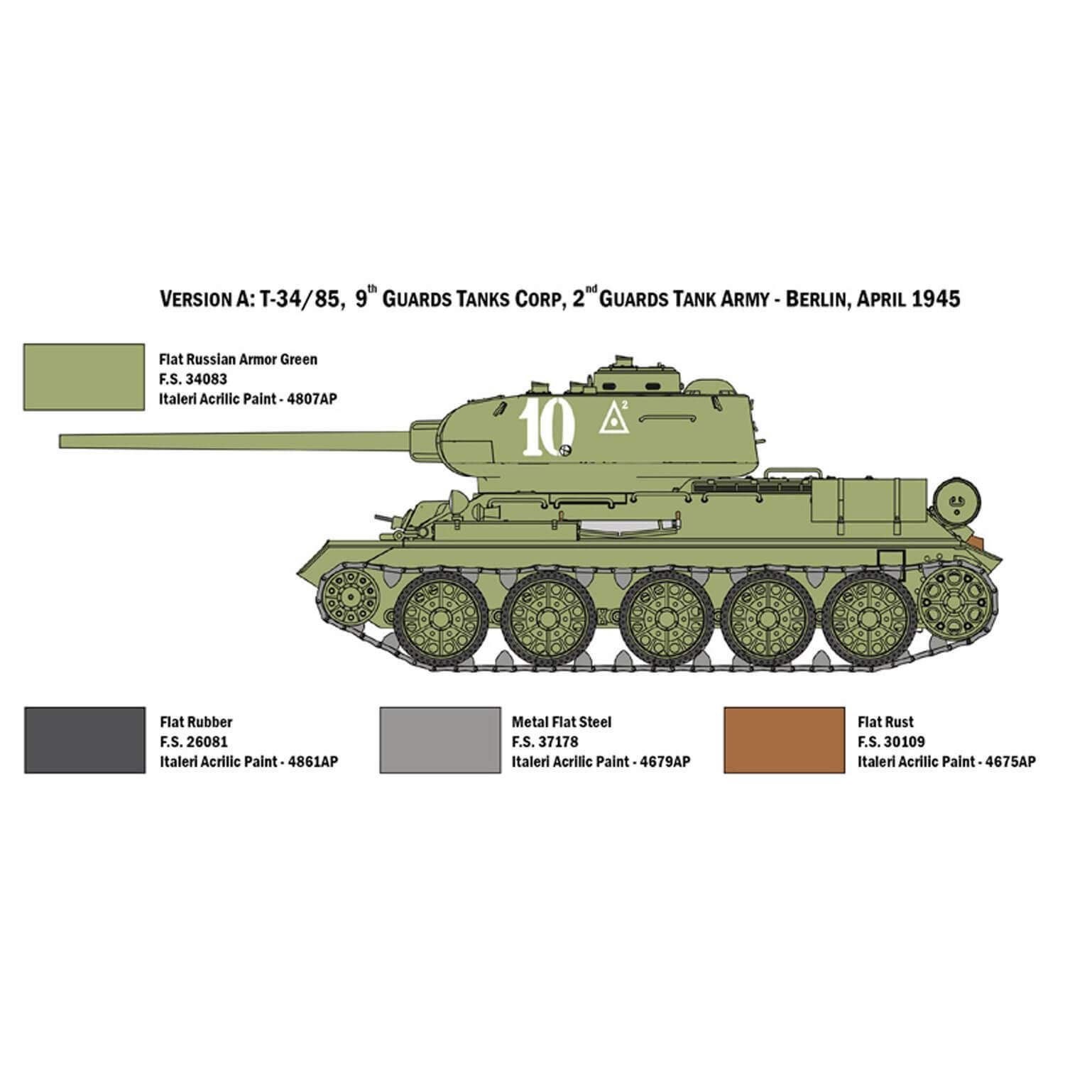 Italeri 6545 Modello in Plastica da Assemblare, Carri Armati, T34/85 Zavod 183 Mod. 1944, Model Kit, Scala 1:35