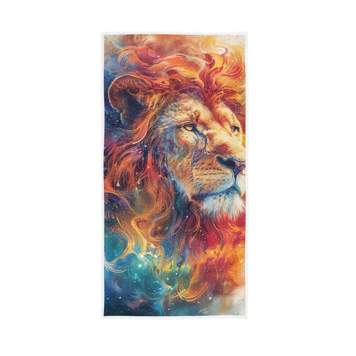 LSRCPD Lion with Fiery Mane Hand Towel, Multipurpose Hand Towels Cotton for Bathroom, Gym, Hotel, Spa 15 x 30 Inches