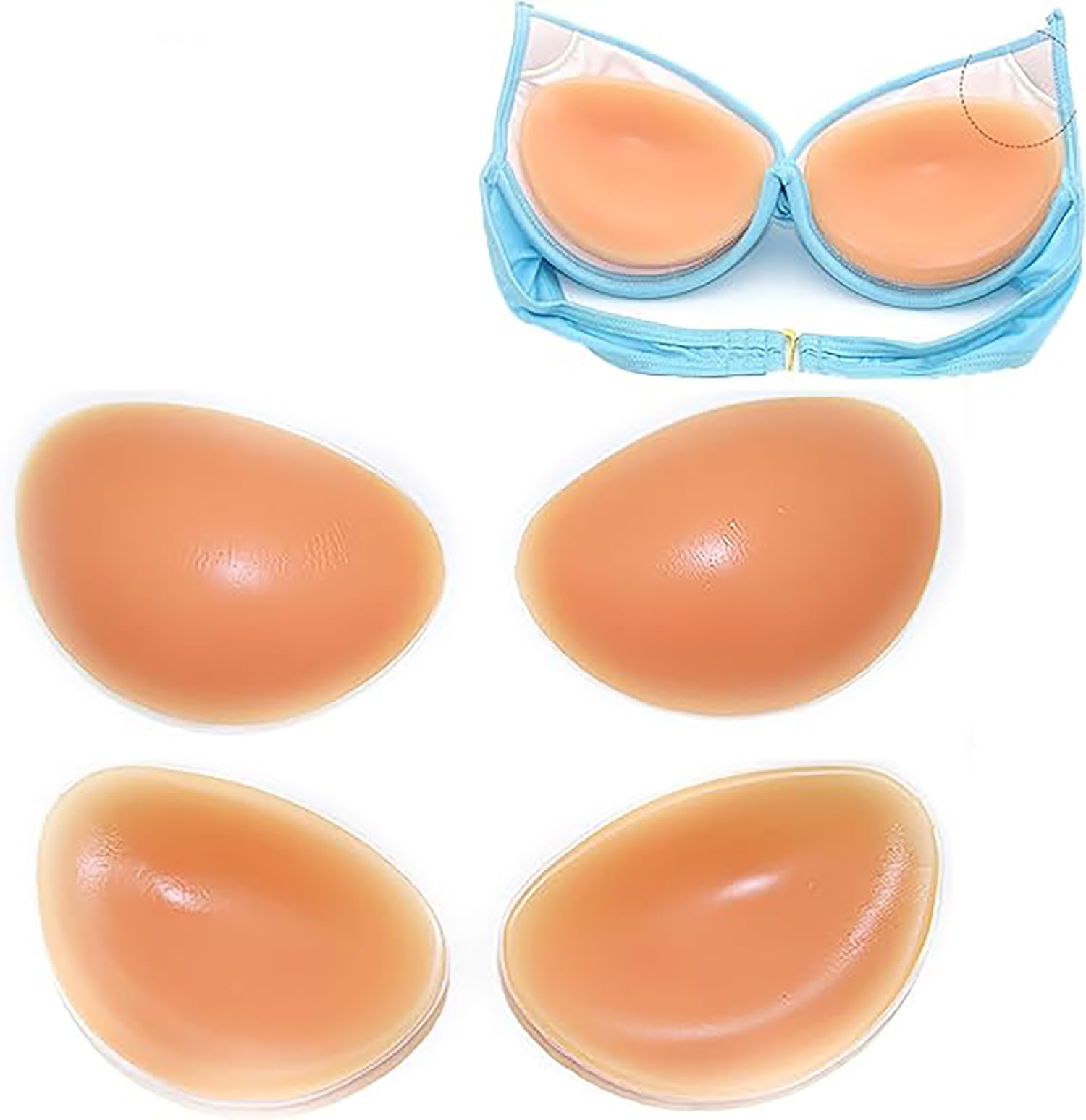 TazweeqSilicone Bra Inserts Pads, Boomba Breast Enhancer Push-Up Inserts, Chicken Cutlets Style, Beige, 1 Pair [Fits A-D Cups], 0.8" Max Thickness, 3.94"x5.12", 0.35 lb Each Pair
