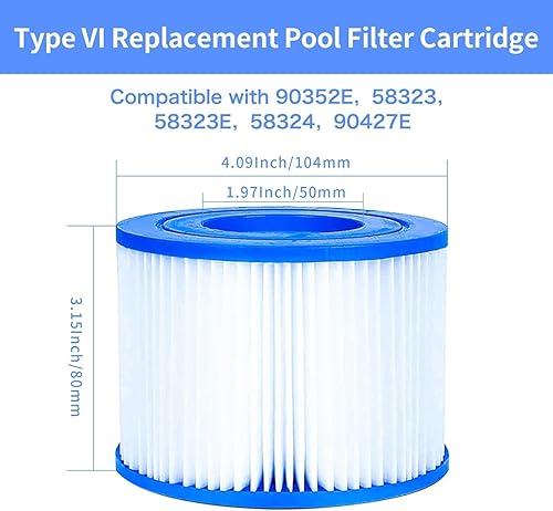 Miniatura 2 de Cartucho de repuesto para filtro de piscina tipo VI 6 unidades de SPA y bañera de hidromasaje inflable para Bestway Lay-Z-Spa Coleman SaluSpa Intex