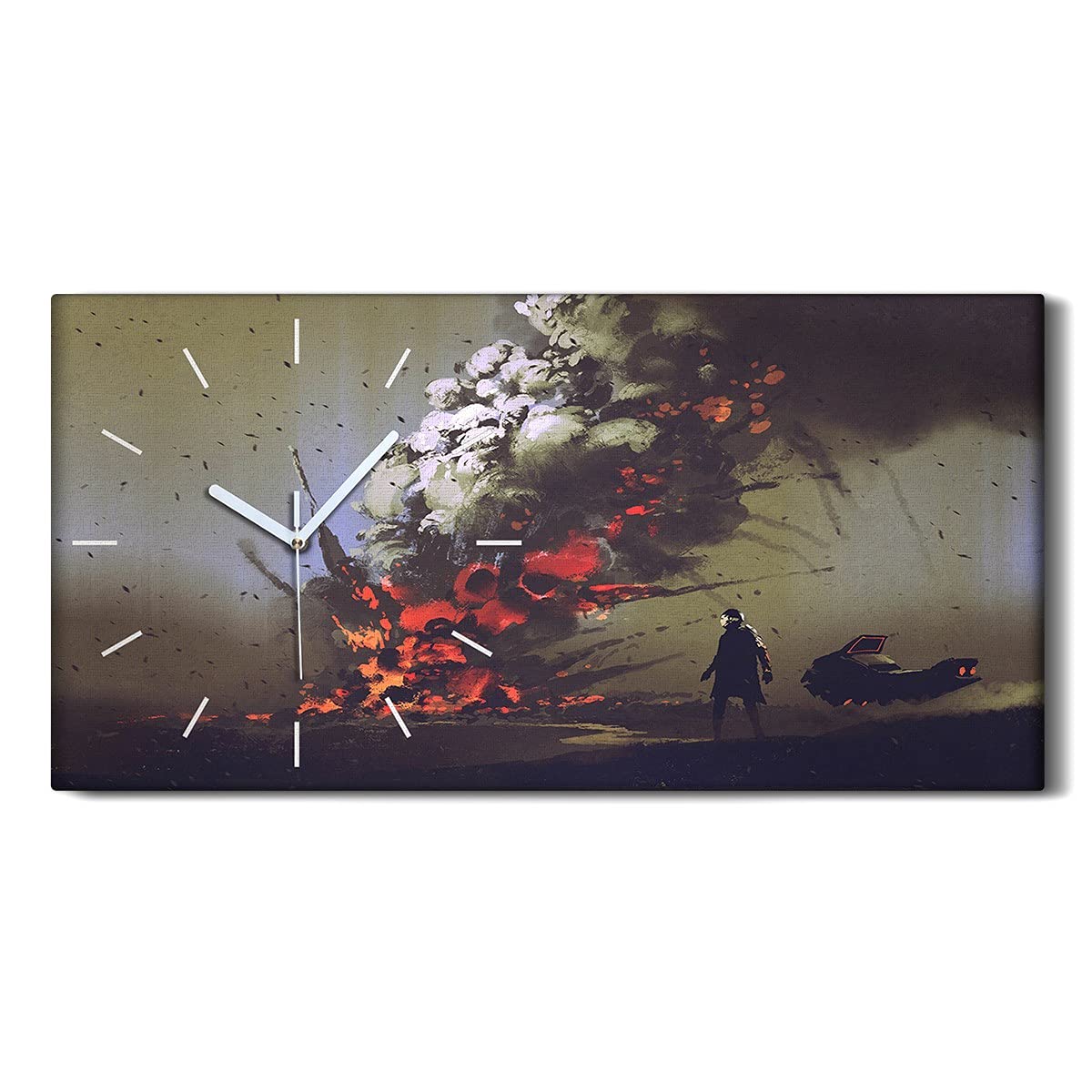 Horloge sur toile silencieuse 60x30cm tableau scifi futuriste