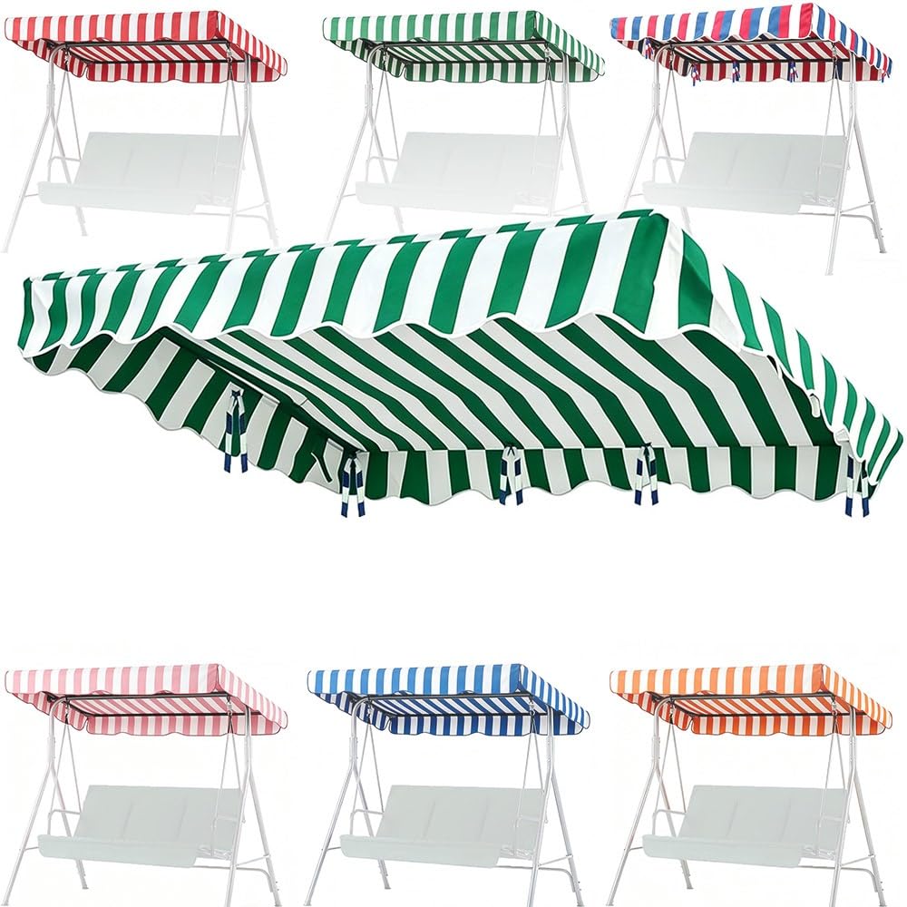 Zamienny baldachim huśtawki na patio – zielone paski na huśtawkę 195 x 125 cm / 76x49in – idealna huśtawka ogrodowa