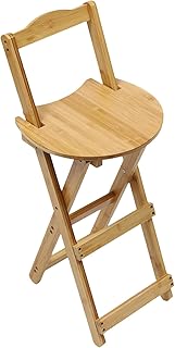 Folding Bamboo Bar Stool, 24-inch Kitchen Counter Height Stools with Bac...