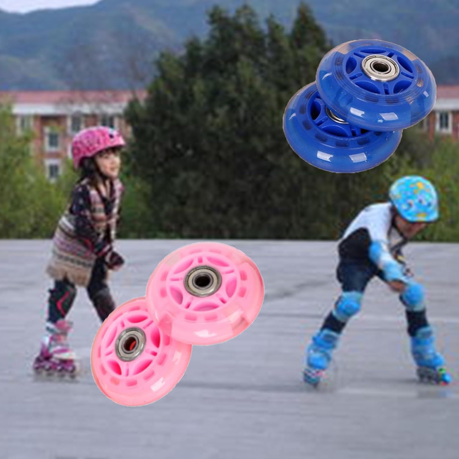 Roues de Patins à Roues alignées 85A 64 mm/68 mm/70 mm Roues de Rechange pour Patins à roulettes avec roulement pour intérieur et extérieur, Lot de 8, Rose, 64 mm