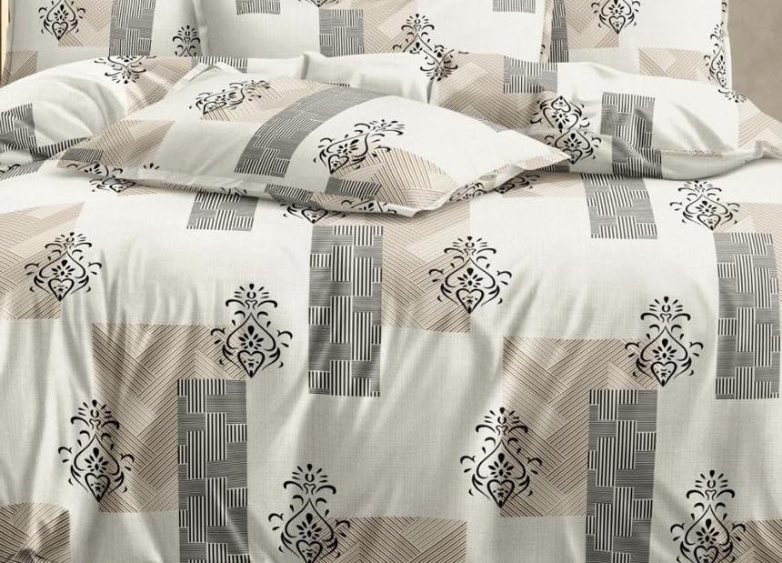 Image of 350 TC Cotton Feel Glace Cotton Fully Elastic Fitted Bedsheet Single Size Bed with 1 Pillow Cover (36 inch x 78 inch inches,Beige)