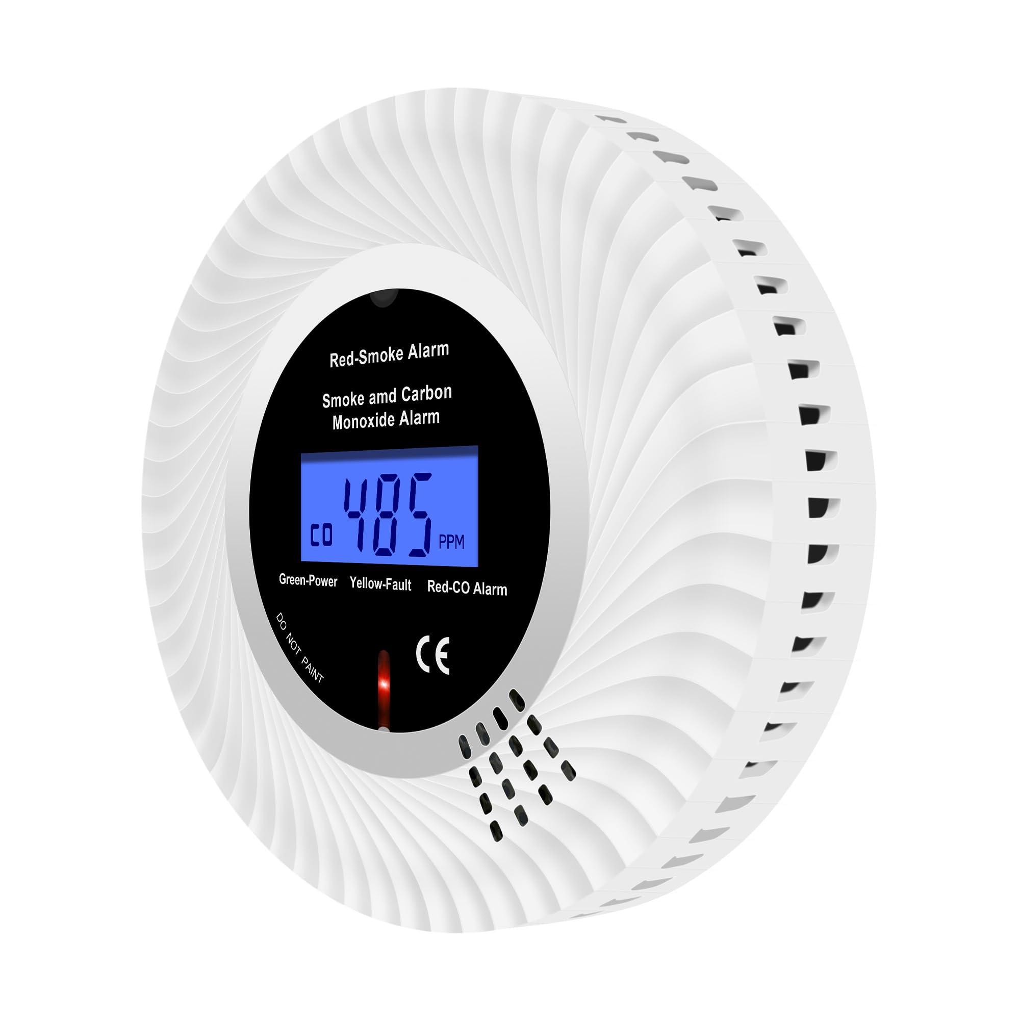 Scondaor Wireless Interconnected Combination Smoke and Carbon Monoxide Detector with LCD Display & 10-Year Battery, Pre-Linked Smoke Alarms for Home, Smoke CO Alarm with Test/Silence Button (1 Pack)