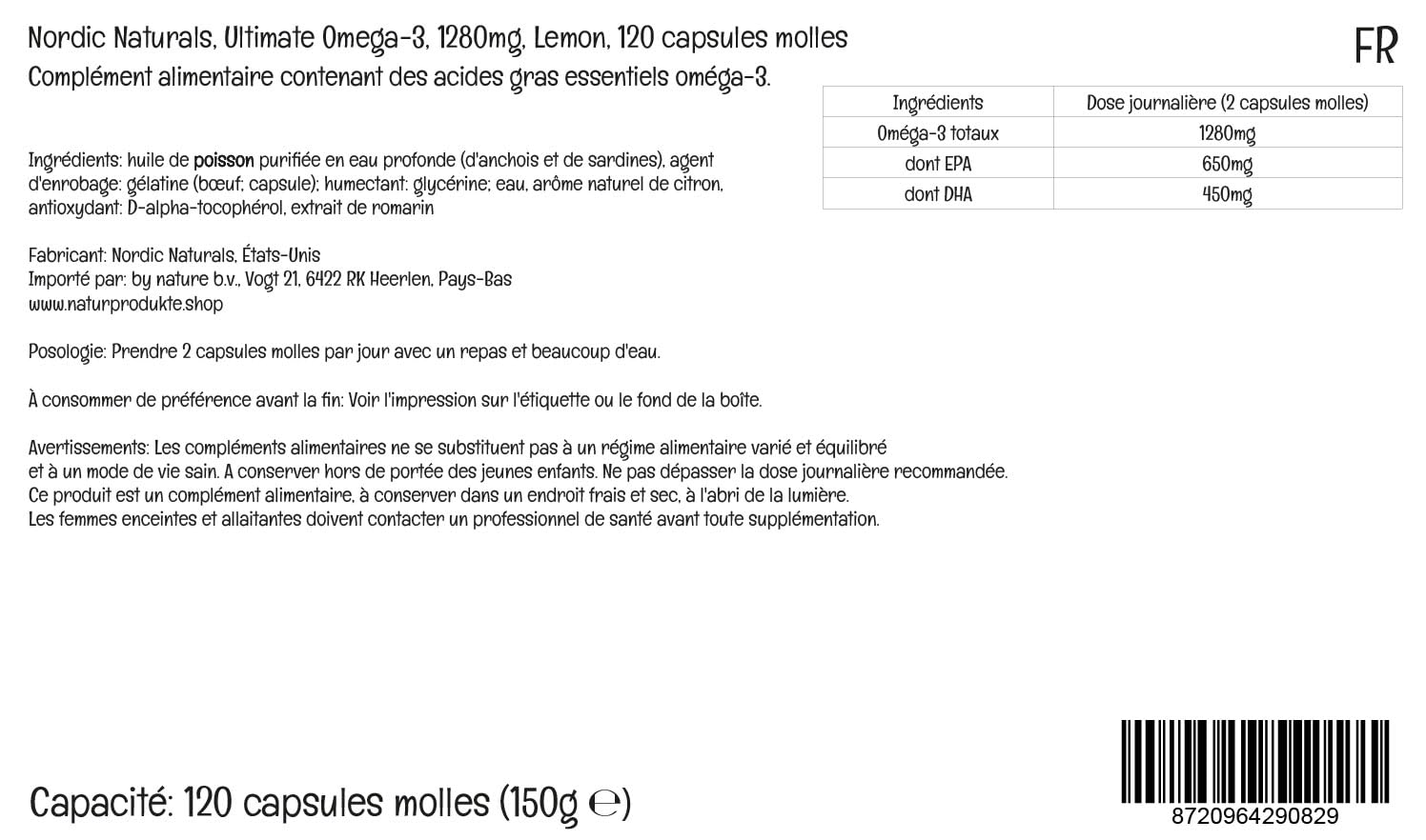 Nordic Naturals, Ultimate Omega-3, 1280mg, Sabor Limón, Alta Dosificación, 120 Cápsulas blandas, Testado en Laboratorio, Sin Soja, No GMO (Paquete de 2)