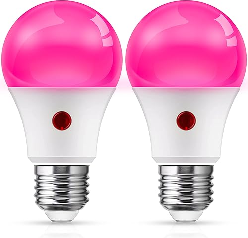 LOHAS - Bombillas rosadas, decoraciones para el día de San Valentín, paquete de 2 bombillas rosa del atardecer al amanecer para exteriores, bombilla