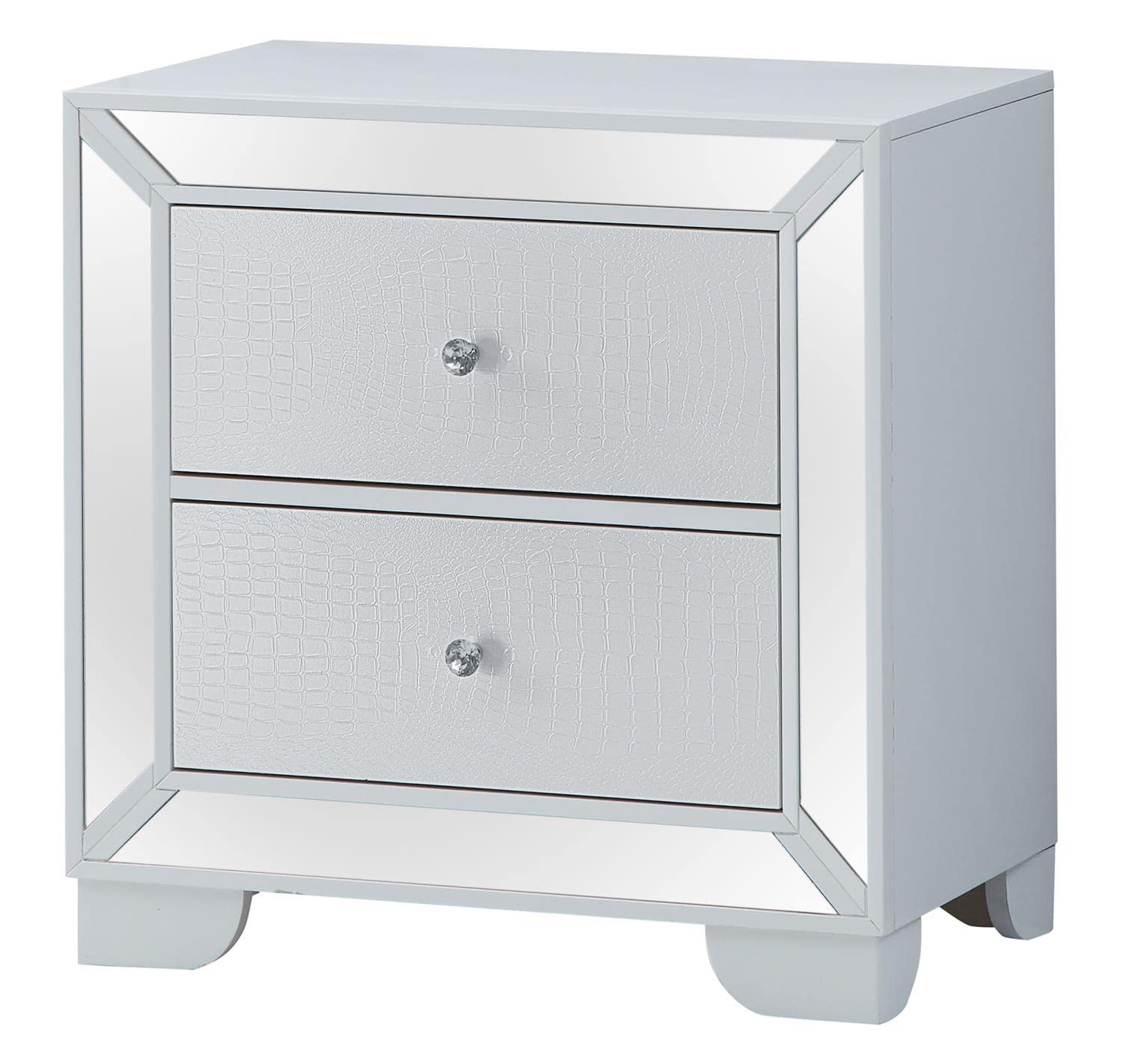 Passion Furniture Hollywood Hills 2-Drawer White Nightstand PF-G8180-N