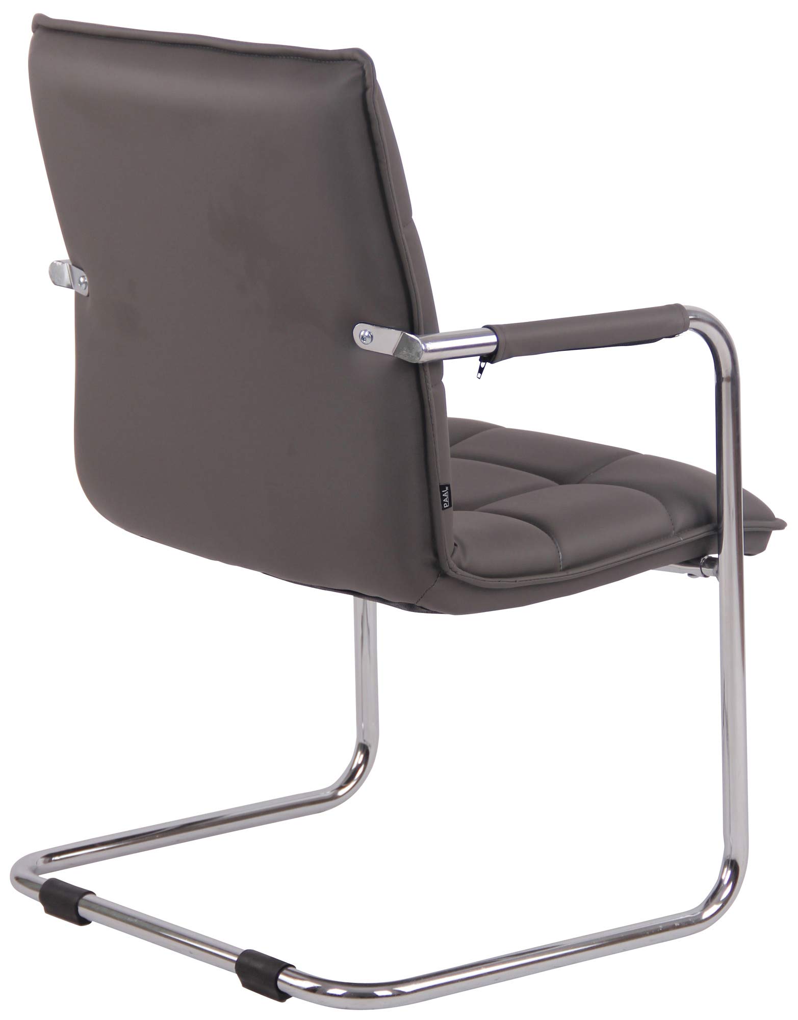 Silla de Conferencia Gandia en Polipiel con Reposabrazos Silla Cantiléver Silla de Oficina Sin Ruedas Gris Marco Cromado