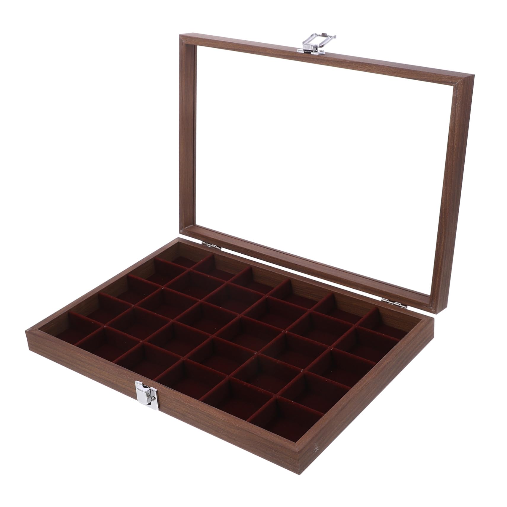 Hemobllo Boîte à Thé Rangement Portable et Facile Marron Élégante avec 30 Compartiments en Verre et Acier Inoxydable Classification Cuisine et Maison
