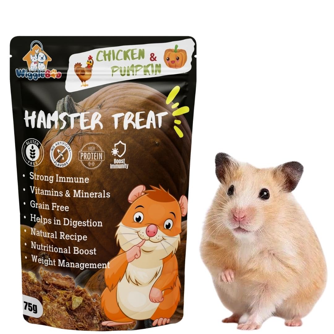 WiggleBoo Chicken & Pumpkin Hamster Treat | Protein Rich | Natural Detoxifier | for All Hamster Breed | Crunchy Food Snack | 75g (B09B43PYSJ) Amazon Price History, Amazon Price Tracker