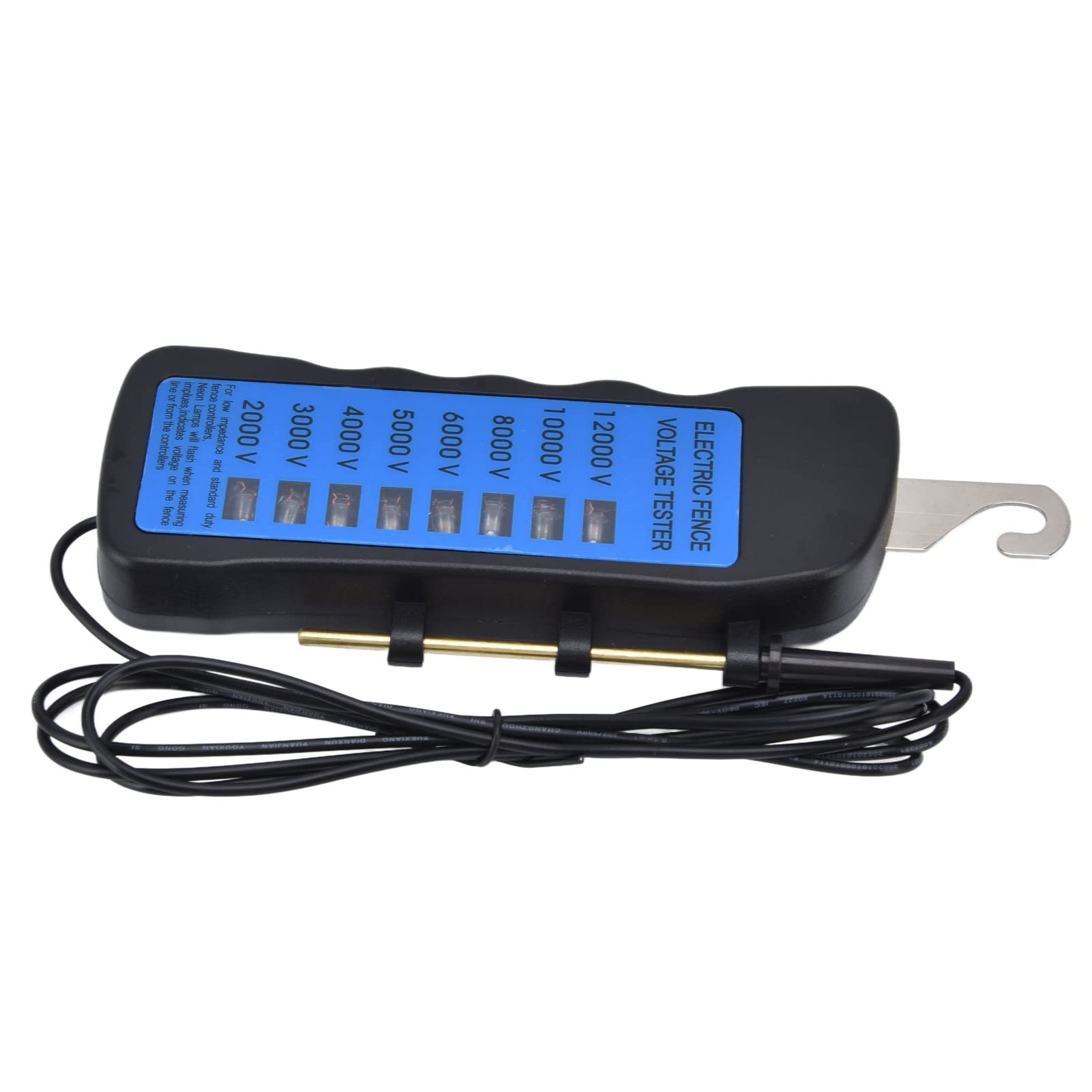 Probador de Cerca Eléctrica, Probador de Voltaje Probador de Voltaje de Cerca de Neón de 12 KV con 8 Luces Indicadoras de Neón Probador de Cerca Impermeable para Granjas