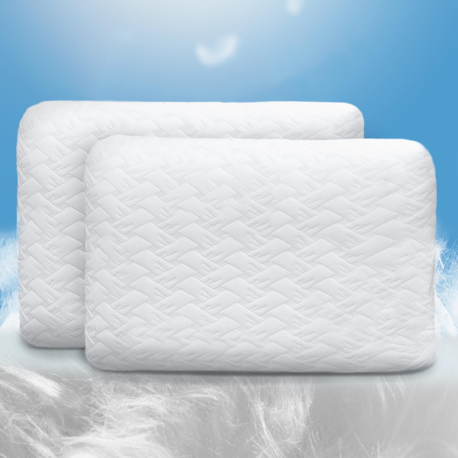 Sassoon Laika Orthopedic Memory Foam Pillow for Comfortable Sleep, King Size (24" x 15"x 5") (Pack of 2) - Neck Pain and Shoulder Pain Relief