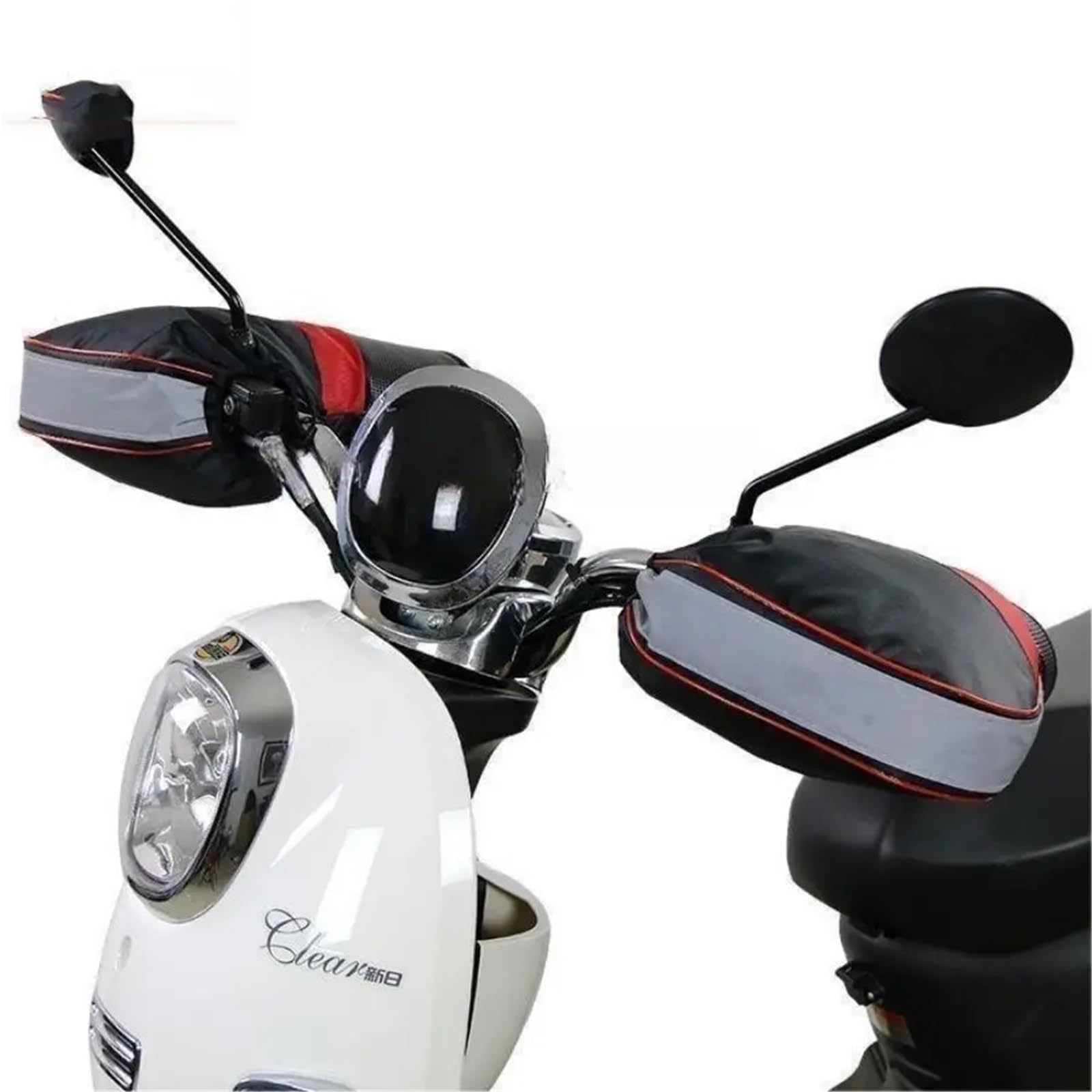 Rękawiczki na kierownicę, Rękawice motocyklowe Zimowa ciepła rączka Wiatroodporny uchwyt motocyklowy Osłona termiczna Akcesoria(Black Reflective strip)