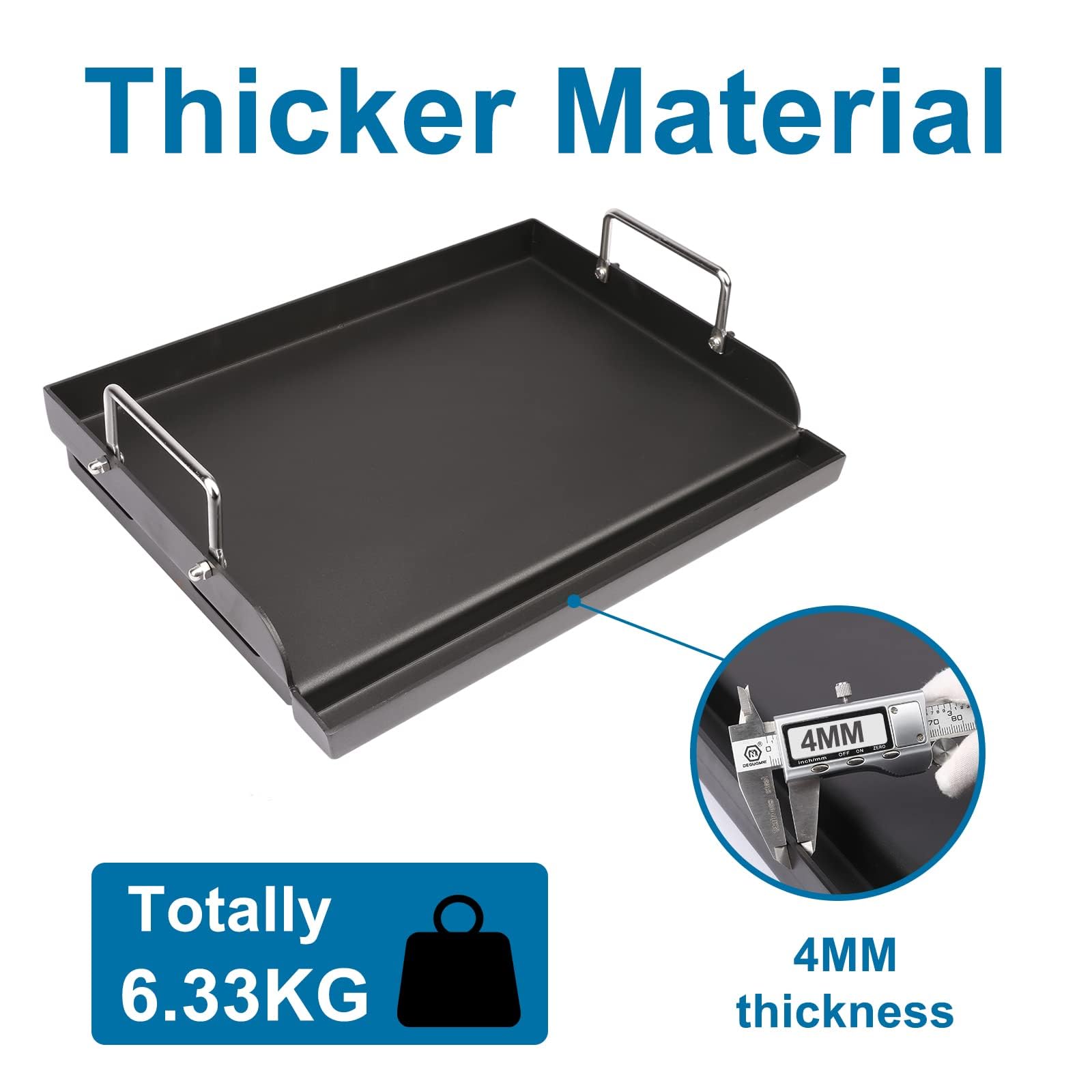 Aufun Piastra per barbecue in acciaio inox, 30 x 45 x 4 cm, universale, per barbecue a gas e carbone, con 2 spatole