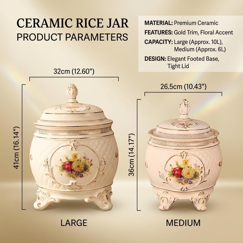 Barattolo in Ceramica per Cucina, Contenitore per Riso e Farina