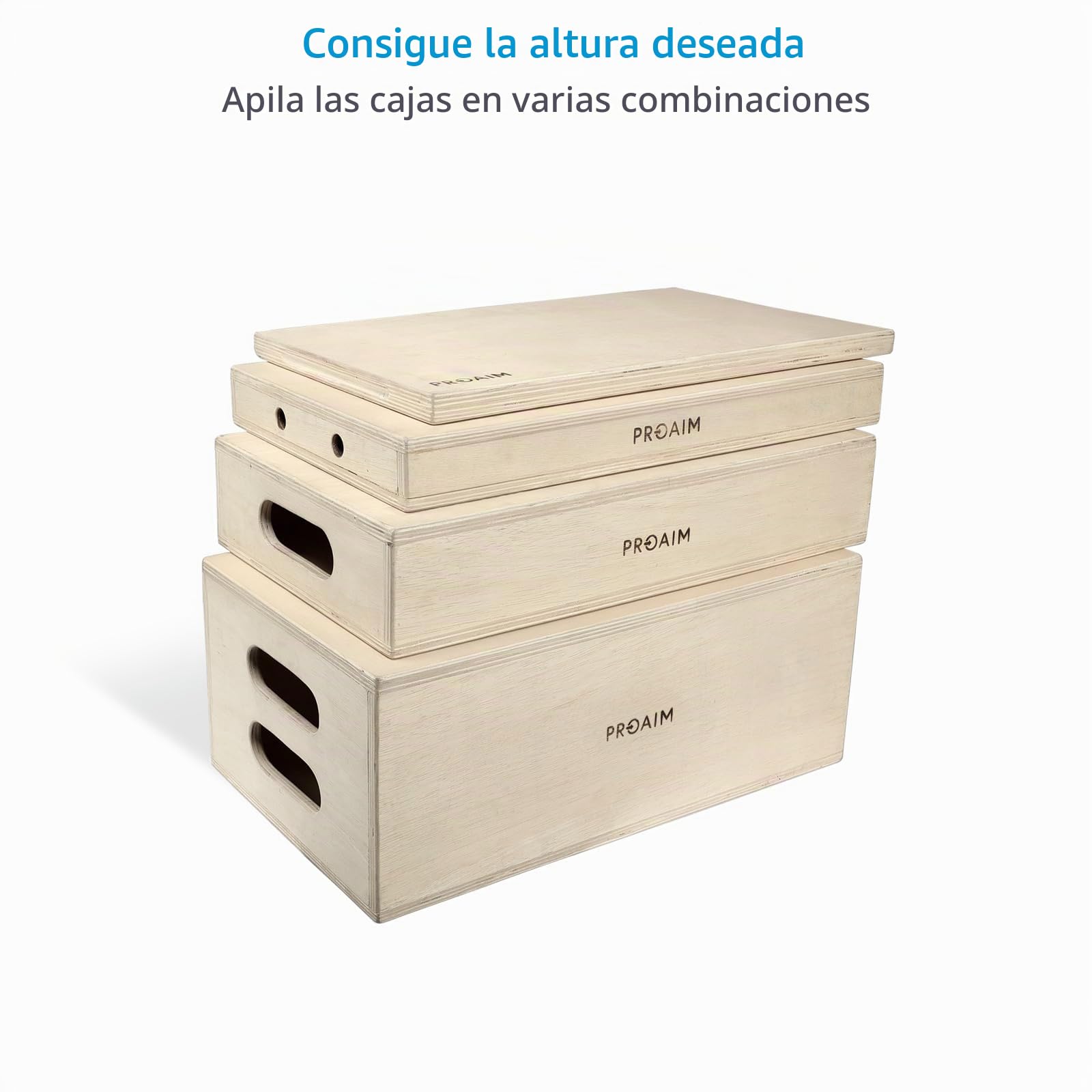 Juego PROAIM Appl-Box de 4 Cajas para Cine, Foto y Estudio, marrón Claro. | Contrachapado de 12 capas en tamaños completo, medio, cuarto y pancake; con asas para cámaras, luces y utilería.