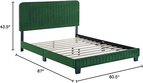 Miniatura 101 de Modway Celine - Base de cama con plataforma de terciopelo capitoné de alto rendimiento, color gris claro Gris,claro,Esmeralda/Sólidos,Gris,Rosa