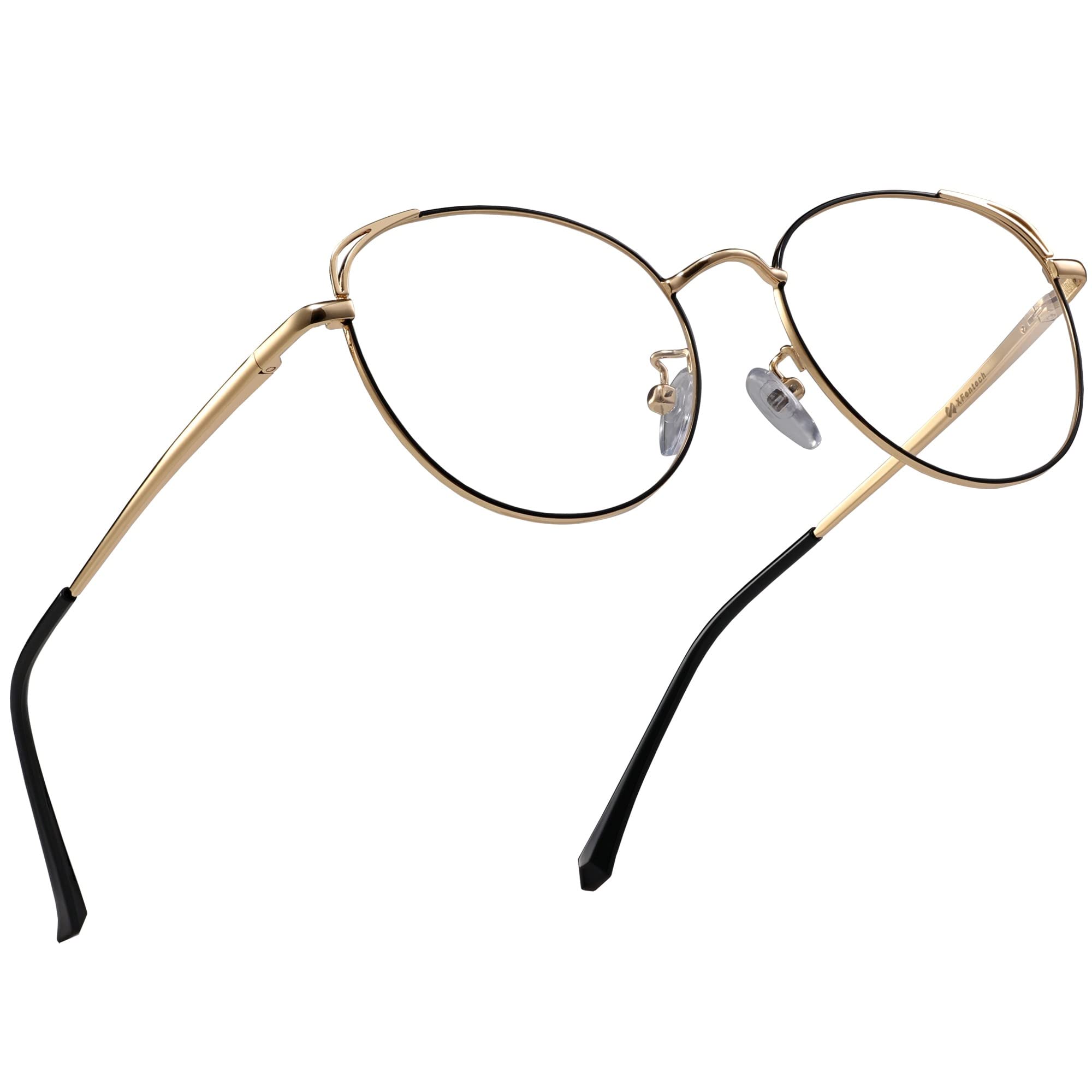 XFentech Gafas Luz Azul Hombre Mujer - Ligero UV400 Protección Gafas para Ordenador Oval Gafas Decorativos Gafas Filtro Antifatiga Anti UV