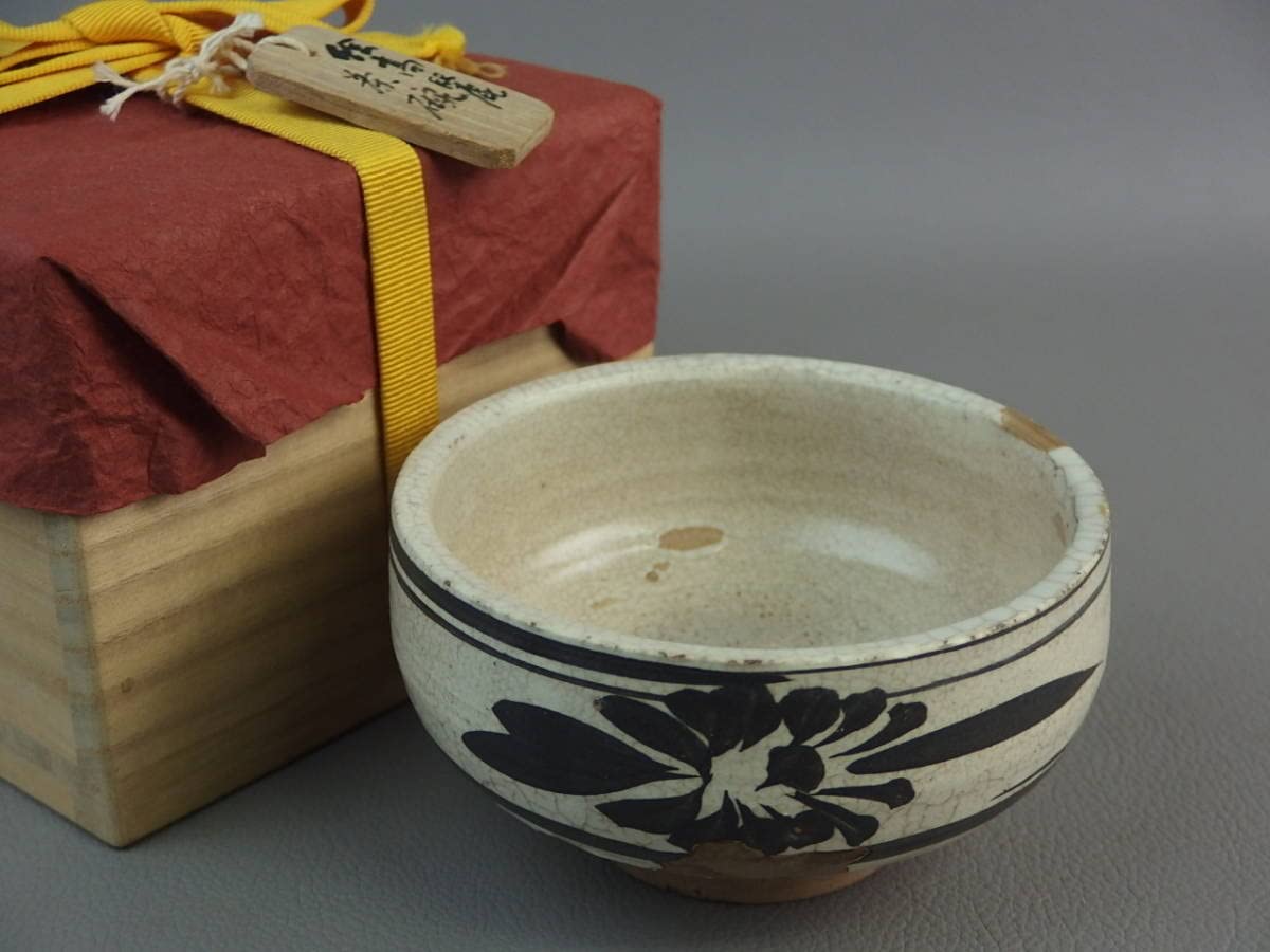 Amazon.co.jp: 骨董茶道具中国古玩 宋時代 磁州窯☆絵高麗茶碗