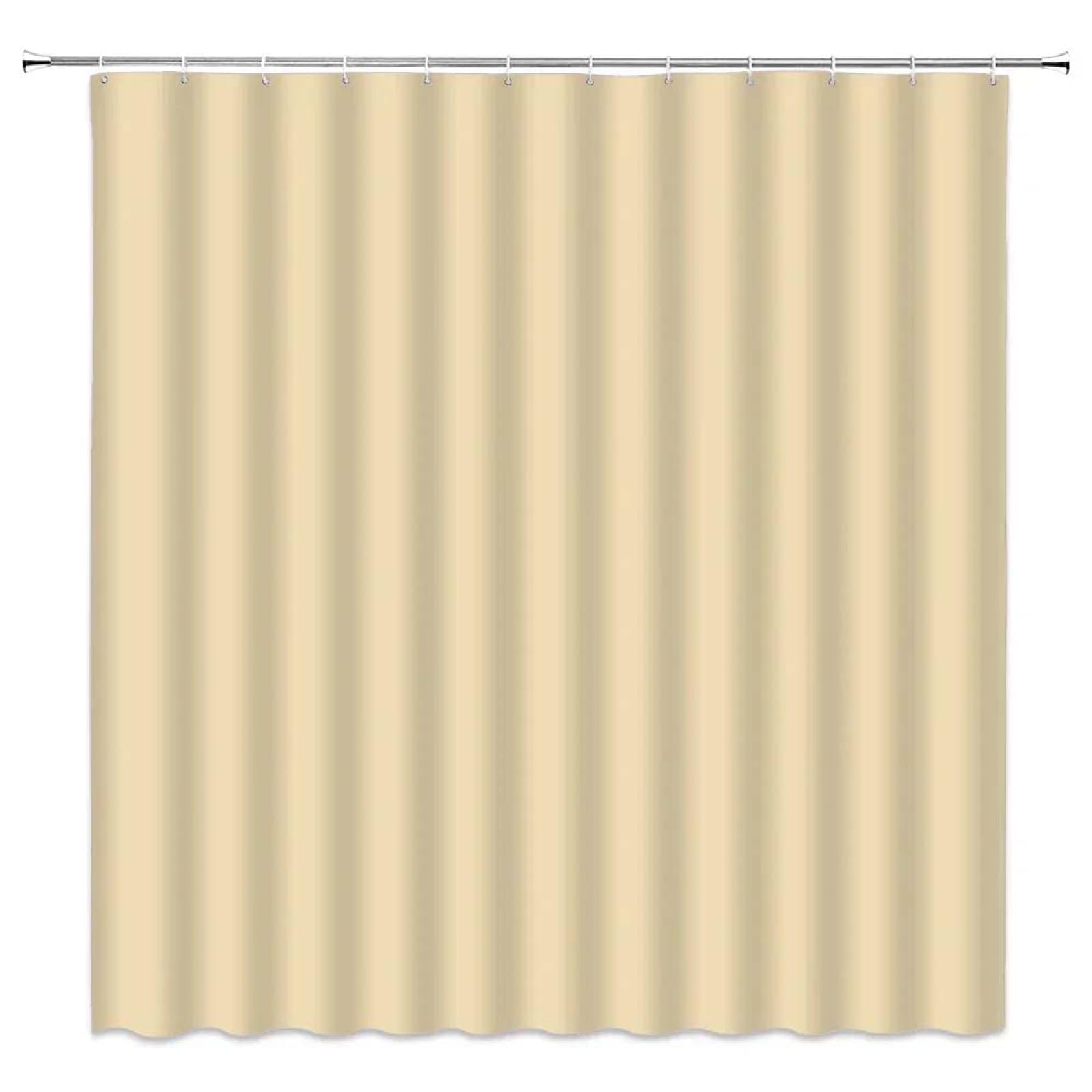 18meng Art Beige Shower Curtain 200 x 200 cm Waterproof Mould Proof Resistant Polyester Fabric Bathroom Curtain with 12 Hooks Washable Weighted Shower Curtains for Bath Tub Shower Stall