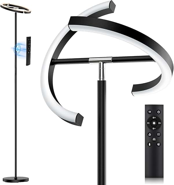 LED Floor Lamp - Rotatable Standing Lamp with Touch & Remote Control, 30...