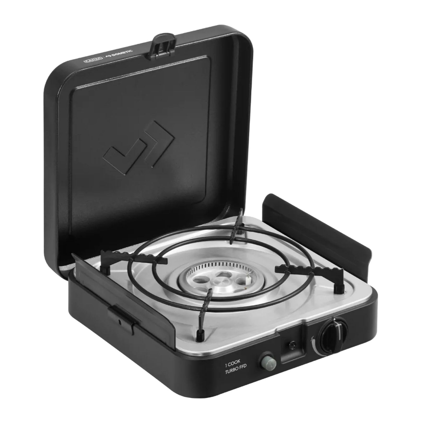CADAC - 1 Cook Turbo FFD Stove - 50mBar - Grillen - Tragbare Grills - Kochfläche aus Edelstahl - Inkl. Schutzhülle - Campingplatz - BBQ-Must-Haves
