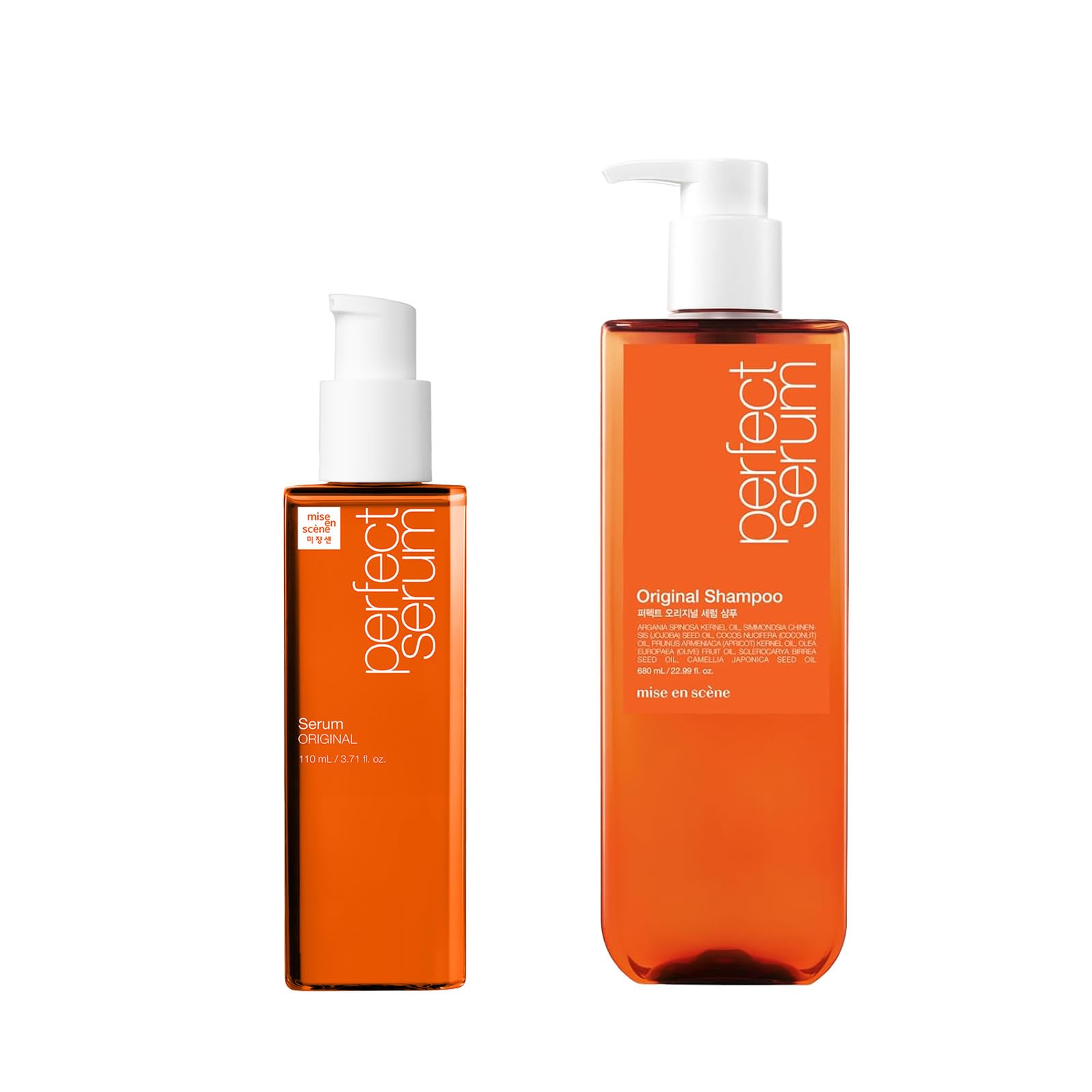 Shampoo and Serum SET - Korean Shampoo with Moroccan Oil, Jojoba Seed, Damage Care, Hair Oil for Frizzy & Dry Hair, Hydration and Nutrition Hair Essence for Damage Care, Floral Fragrance