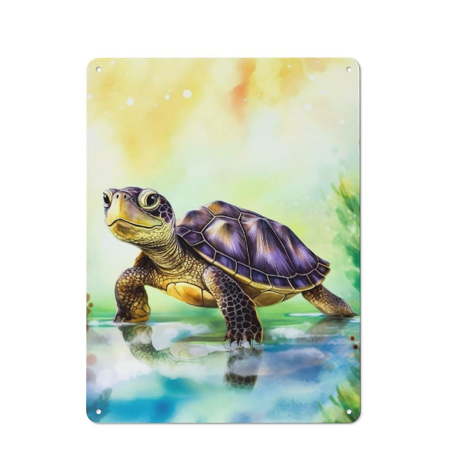 Junmoney Baby Turtle Vintage Metal Wall Sign 40X30cm For Hobby Room Or Studio, For Hobby Room Decor Fans