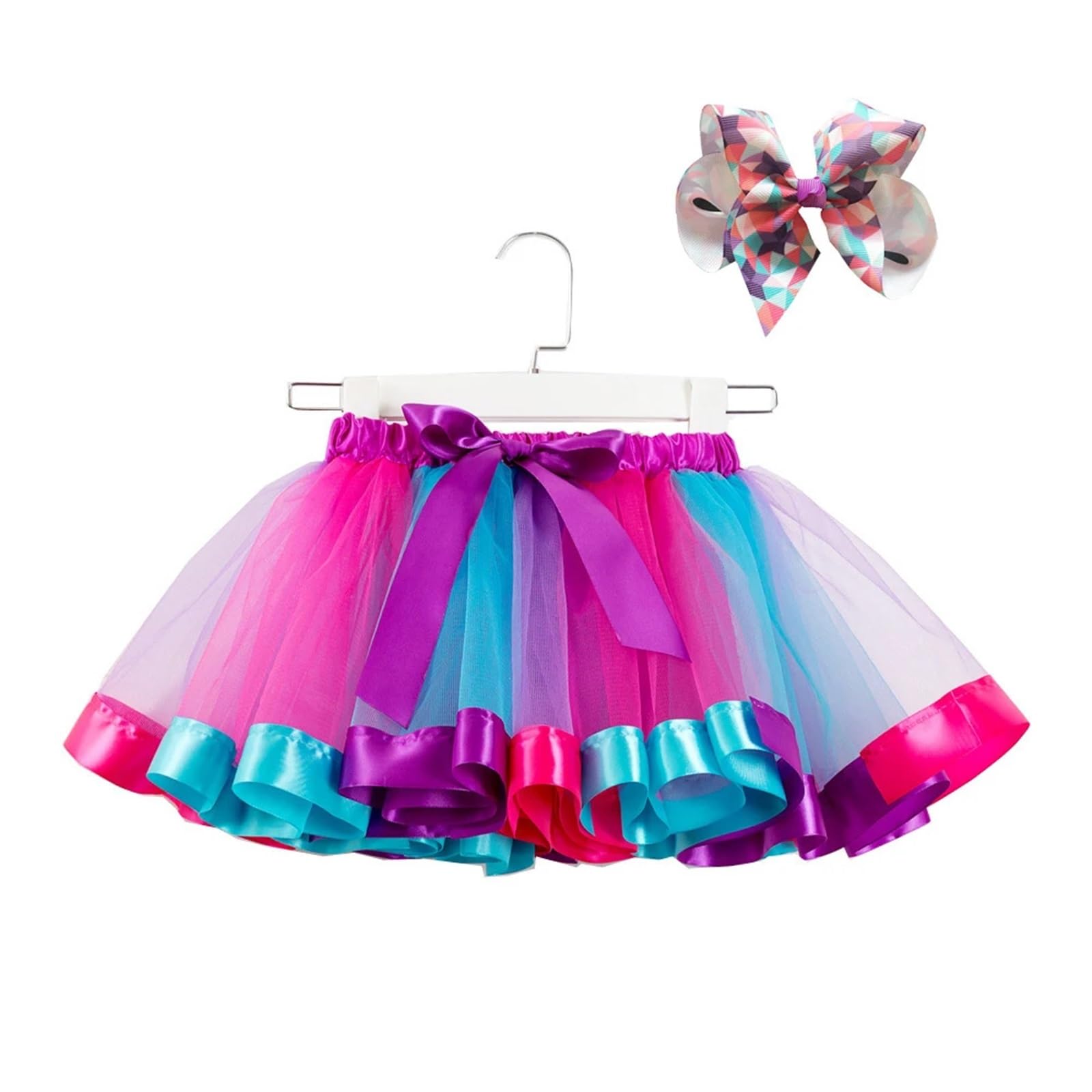 Gonna In Tulle Arcobaleno Per Bambina – Tutu Con Strisce Colorate, Morbida E Traspirante Per Compleanni E Feste