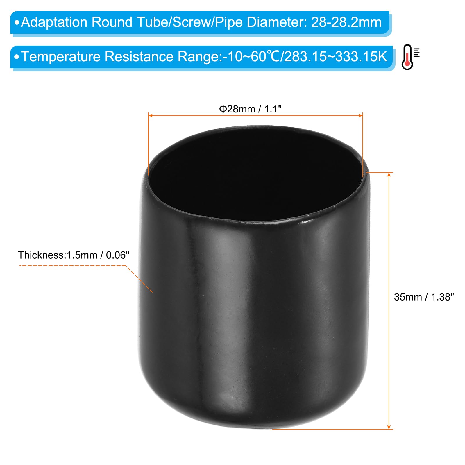 PATIKIL 28MM Vinyl Rubber End Caps - Image 2