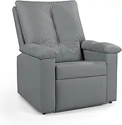 Poltrona Lisboa Reclinável Papai 3 Posições Estética Corino Confort Plus (CINZA)
