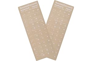 Transparent Keyboard Stickers with White Russian Lettering