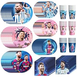 120pcs Soccer Star Birthday Decorations Tableware Set for 30 Guests, HD Soccer Star Party Decorations for Birthday Party Include Soccer Star Party Paper Cups Plates and Napkins Party Supplies