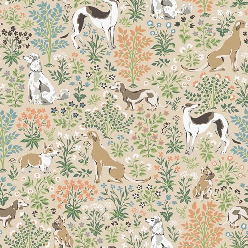 PrintFresh Must Love Dogs Tan Peel and Stick Wallpaper