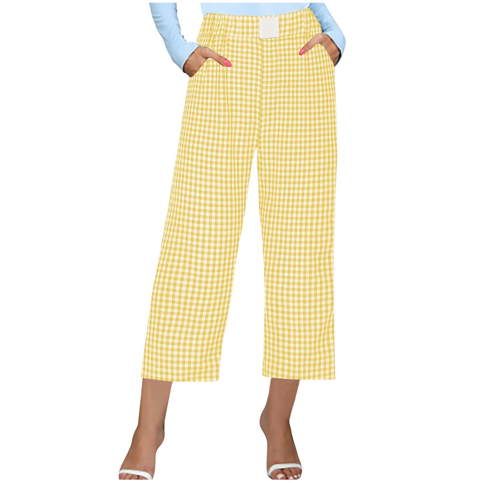 Casual Trouser Womens Yellow Plaid Pants Shangyan Women′ S Casual