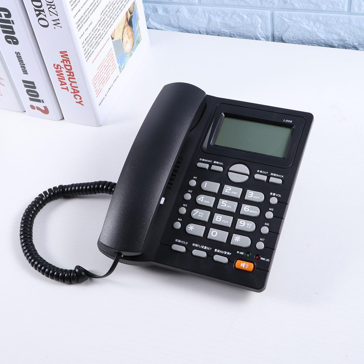 NUOBESTY Telefono Fisso da Ufficio Display e Doppia Porta Nero